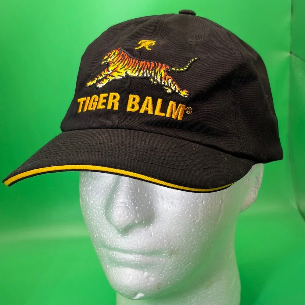 Tiger Balm Baseball Cap Black Embroidered Logo Adjustable Advertising Promo Hat